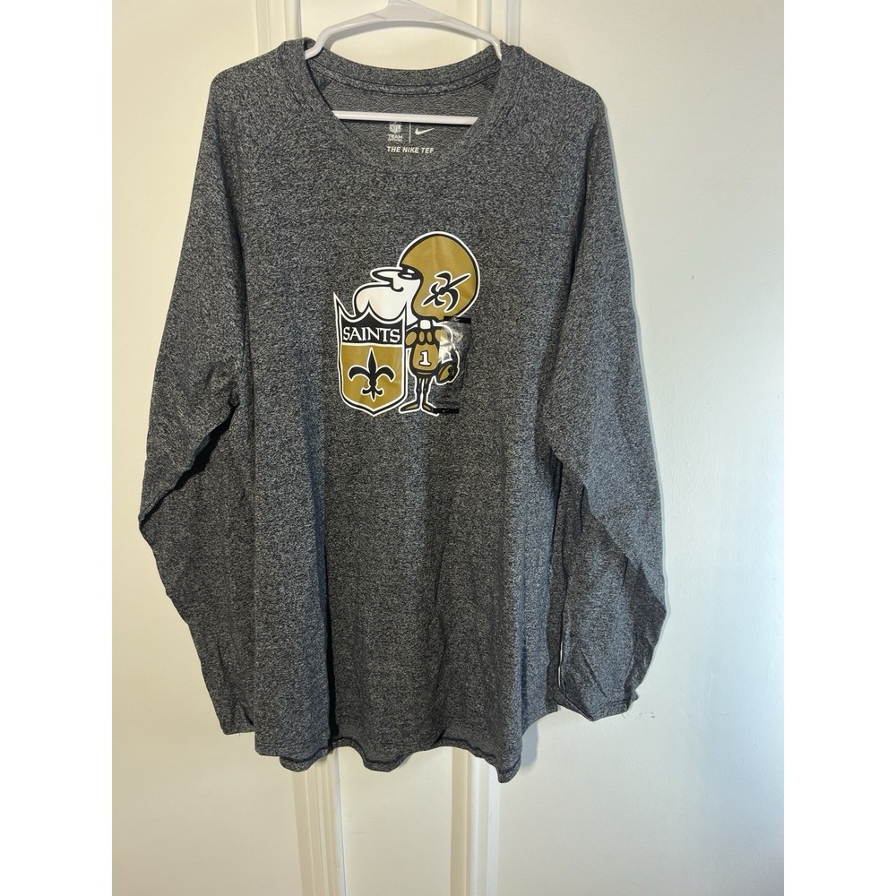 Nike New Orleans Saints The Nike Tee XXL Gray Long Sleeve NFL Football Shirt
